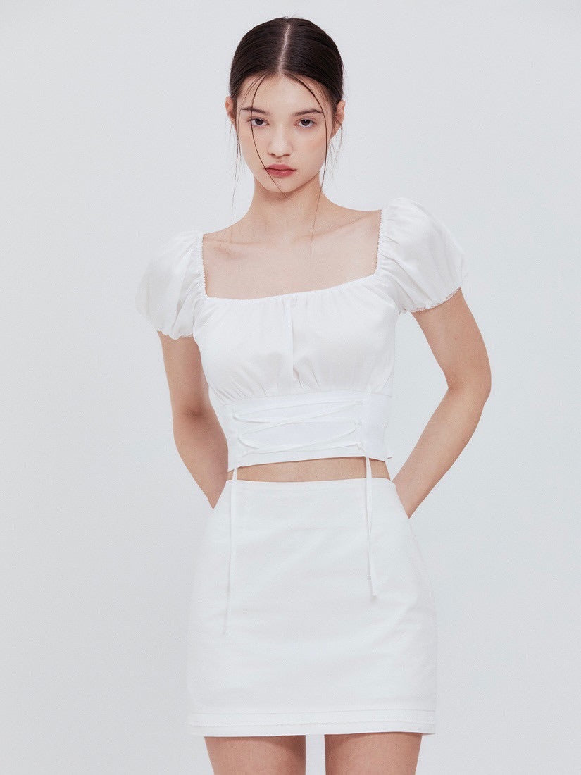 【NOTYOURROSE】Corset crop blouse