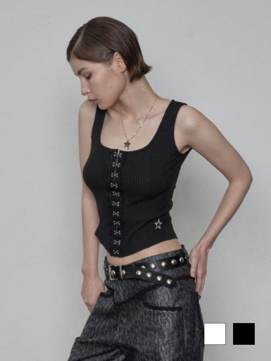 【SETUP‐EXE】LACE HOOK SLEEVELESS / 【セットアップエグゼ】レースフックタンクトップ