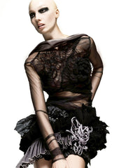 【LATUI ATELIER】HUGDEALER TOP / 【ラトゥイ アトリエ】バックカラーレースシアートップス