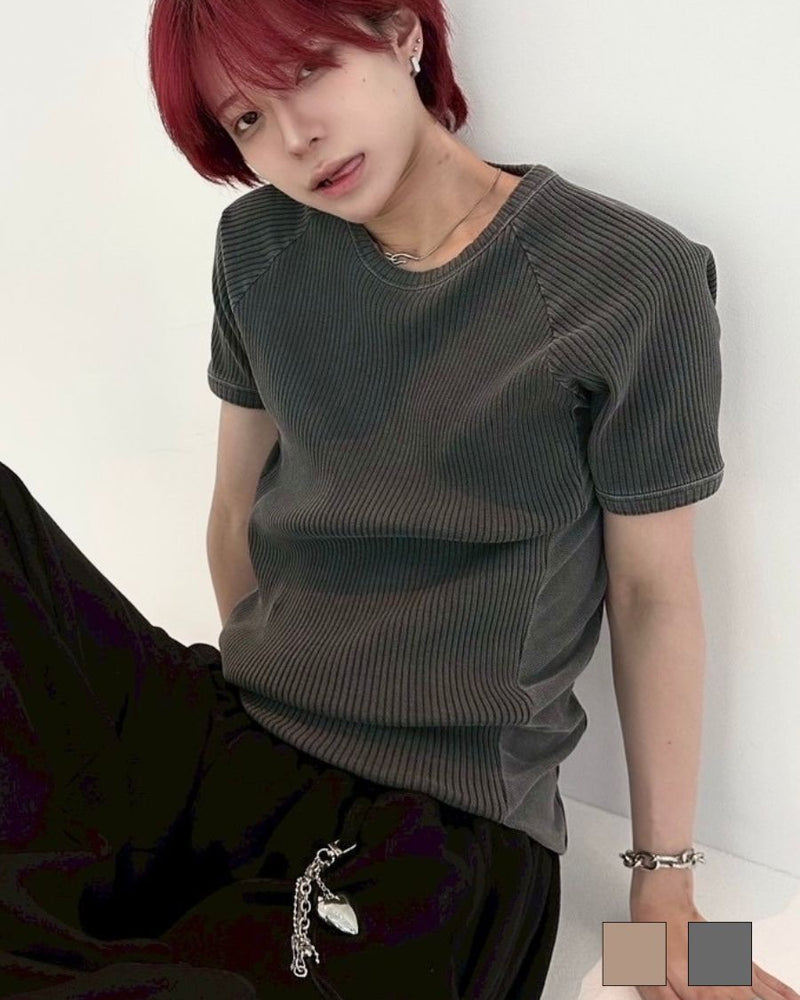 受注制【LUV CODE】mesh pigment rib tee (2color)
