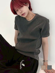 受注制【LUV CODE】mesh pigment rib tee (2color)