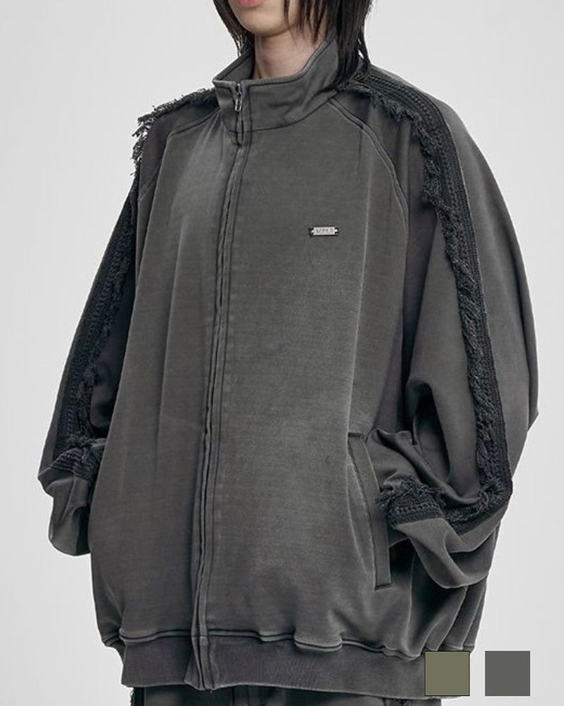 【AJOBYAJO】Lace Trimming Raglan Track Jacket