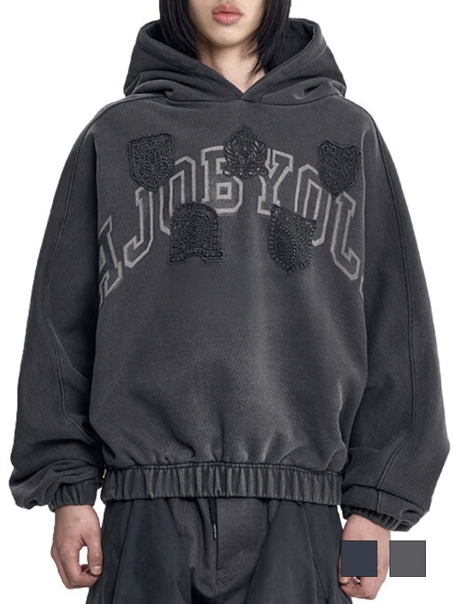 【AJOBYAJO】University Wappen Batwing Hoodie / 【アジョバイアジョ】ユニバーシティワッペンバットウィングプルオーバーパーカー