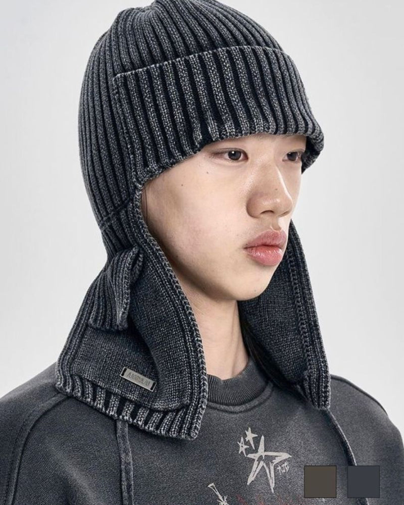 【AJOBYAJO】Washed Knit Trooper Hat