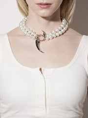 【PEG LEG】2 lines of emblem pearls necklace