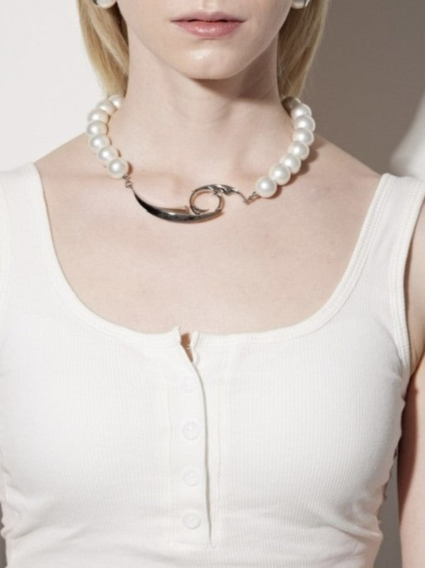 【PEG LEG】emblem pearls necklace