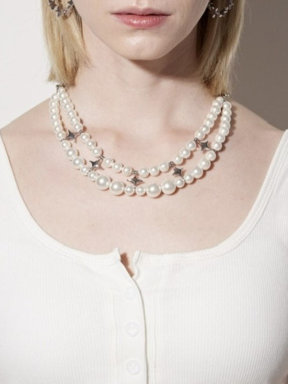 【PEG LEG】little Pearl star Bridge 2necklace