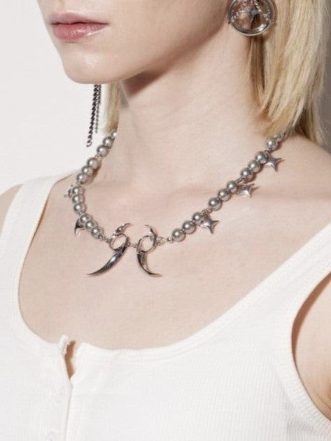 【PEG LEG】little Emblem rattle star pearl necklace