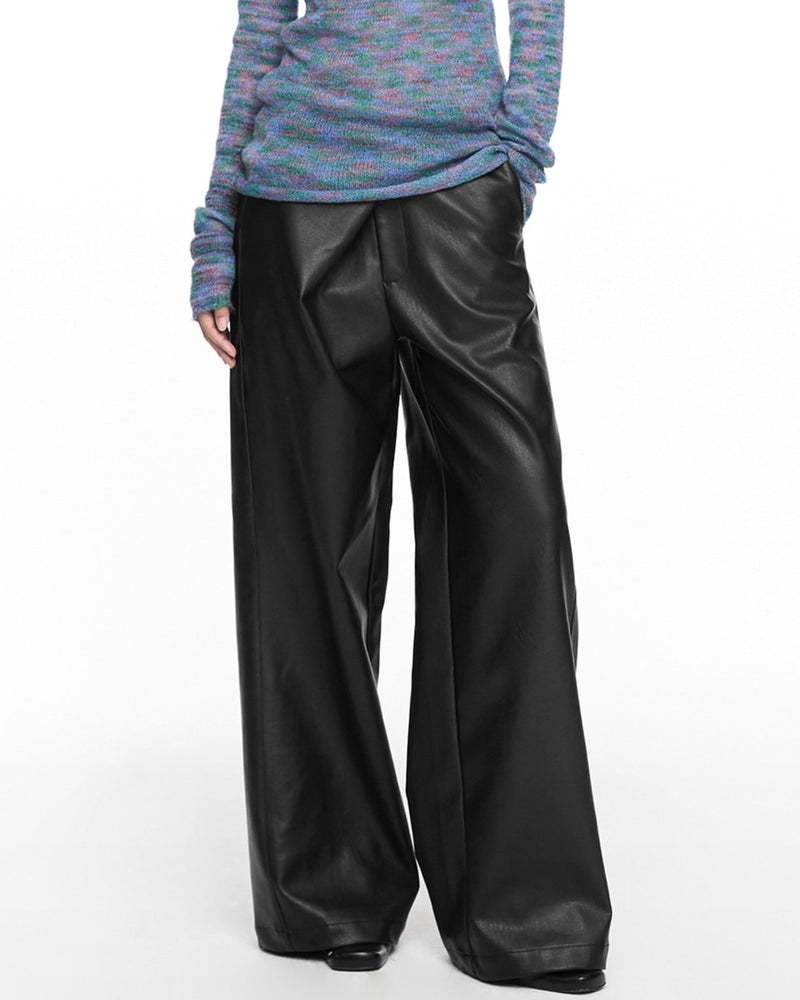 【NACHE】FOLDED WIDE PANTS (UNISEX) LEATHER