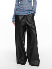【NACHE】FOLDED WIDE PANTS (UNISEX) LEATHER