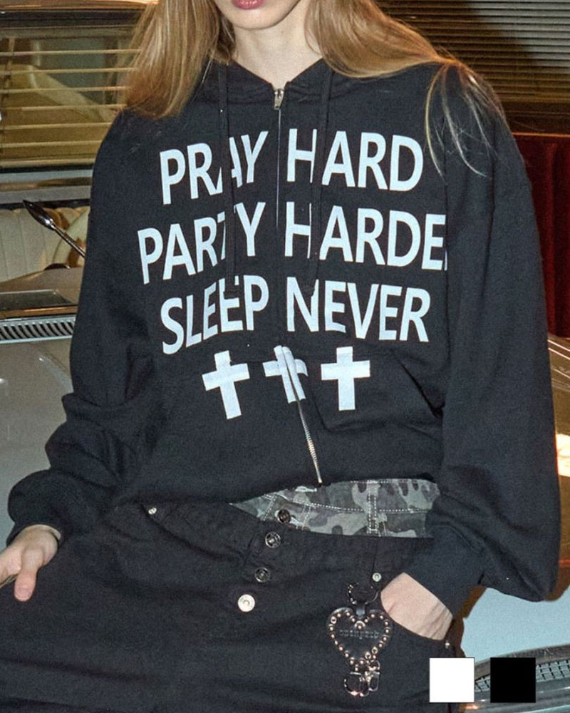 【OY】PRAY HARD HOODIE ZIP UP