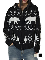 【OY】POLAR BEAR KNIT HOODIE ZIP UP