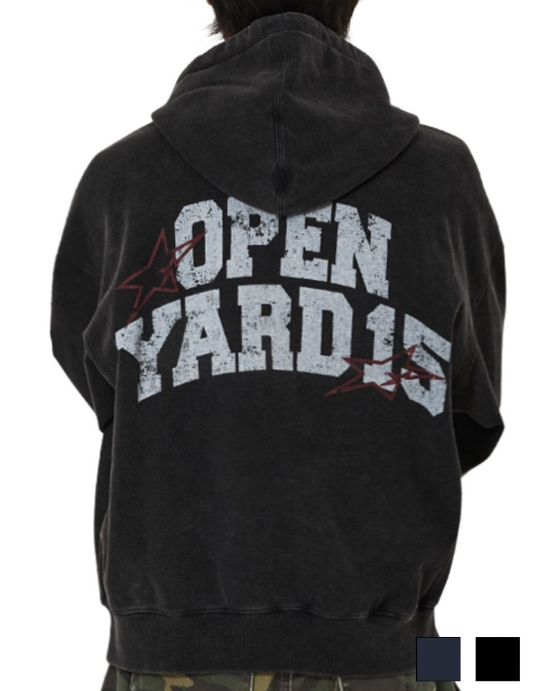 【OY】VINTAGE FADE WASHED HOODIE ZIP UP