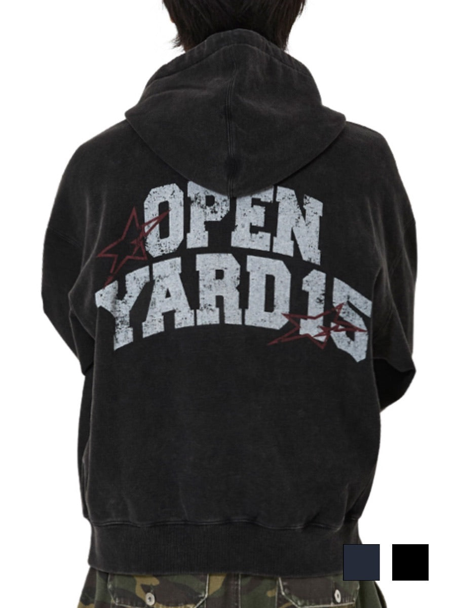 【OY】VINTAGE FADE WASHED HOODIE ZIP UP