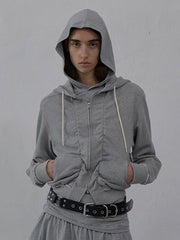 【LCDC】SHIRRING DETAIL ZIP-UP HOODIE / 【エルシーディーシー・ティーエム】シャーリングディティールジップアップパーカー