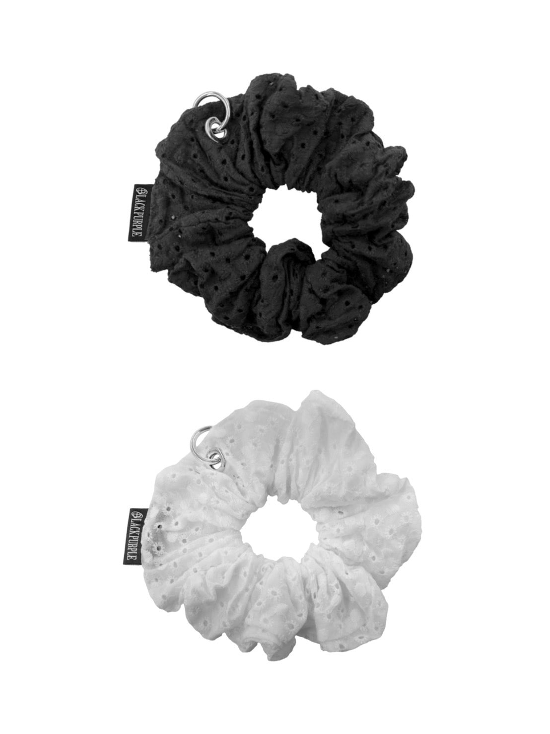 【BLACK PURPLE】Netty Lace Eyelet Scrunchie / 【ブラックパープル】ネットレースアイレットシュシュ