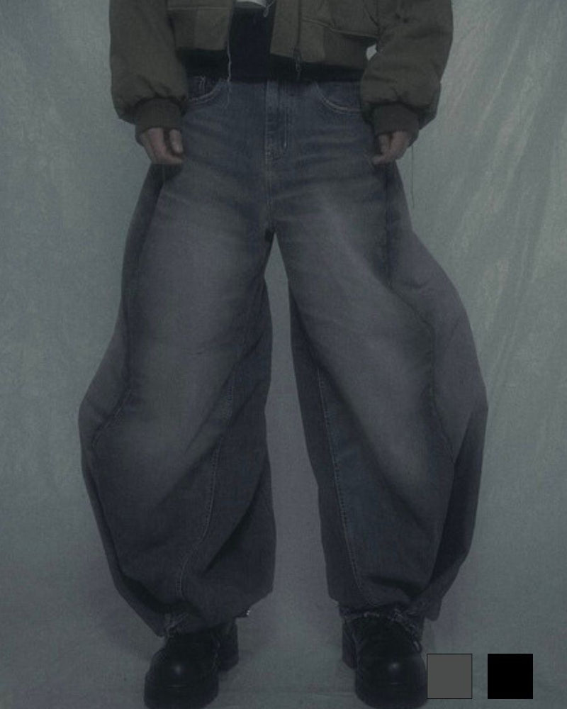 【SURGERY】surgery double folding over wide baggy jeans ver.2
