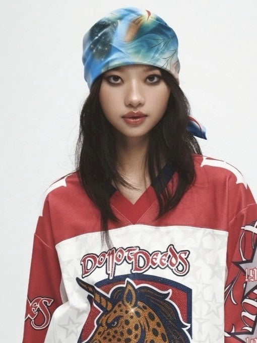 【DND4DES】The Virgin'S Thorn-Crowned Headscarf /【ディーエヌディーフォーデス】グラフィックデザインスカーフ