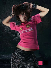 【Cozy world Wide】"BBY TECHBOI" FUR POLO / 【コージーワールドワイド】ロゴグラフィックファーカラー半袖ポロシャツ