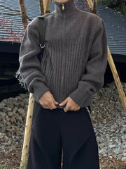 国際配送【RENOL】high neck zip up knit