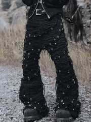 2/28 20:00 発売【UNIZ】Chainwrape Pants / 【ユニズ】アイレットチェーンデニムフレアパンツ