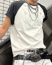 国際配送【Never mind the XU】star print raglan T-shirt (2color)