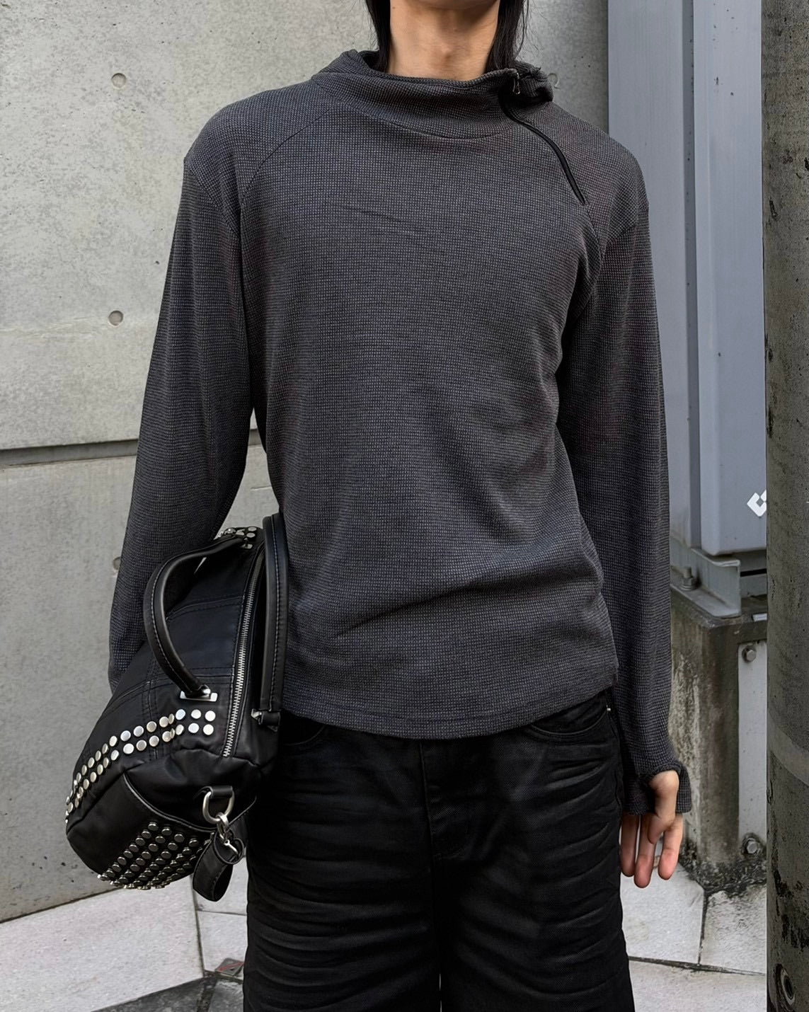 受注制【nmtc+】Diagonal Zip Hood Top (3color)