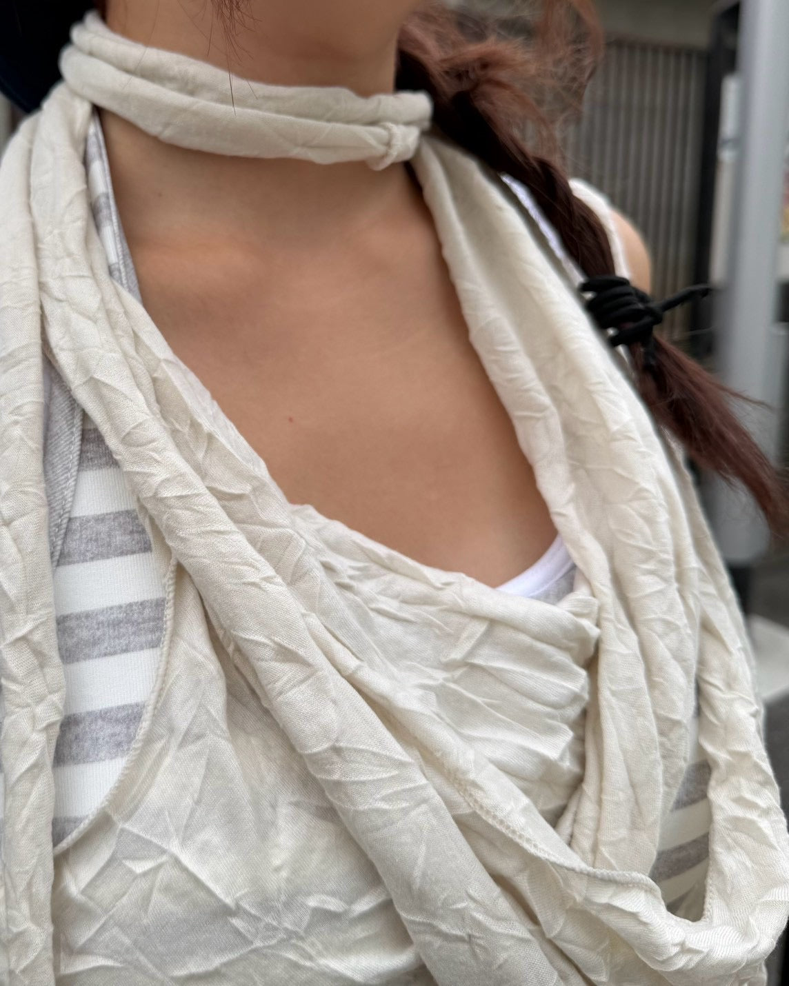 受注制【OaKS】city wrinkle bustier top (2color)
