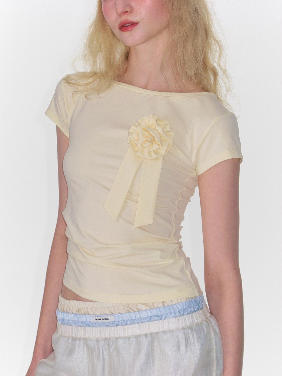 【CRANK】ROSETTE SHIRRING TOP