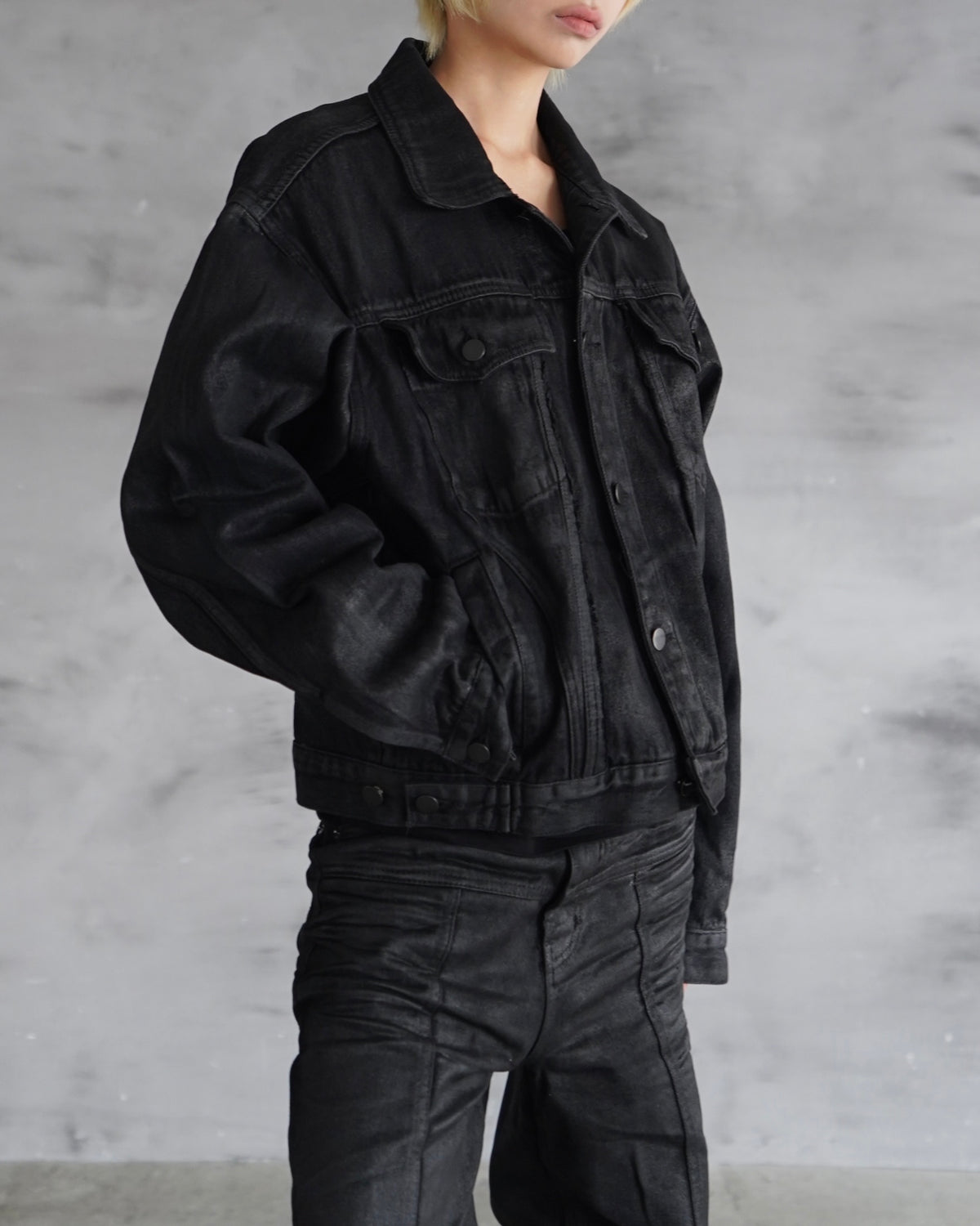 【CHIKASHITSU PLUS HIGH】Washed coating denim jacket