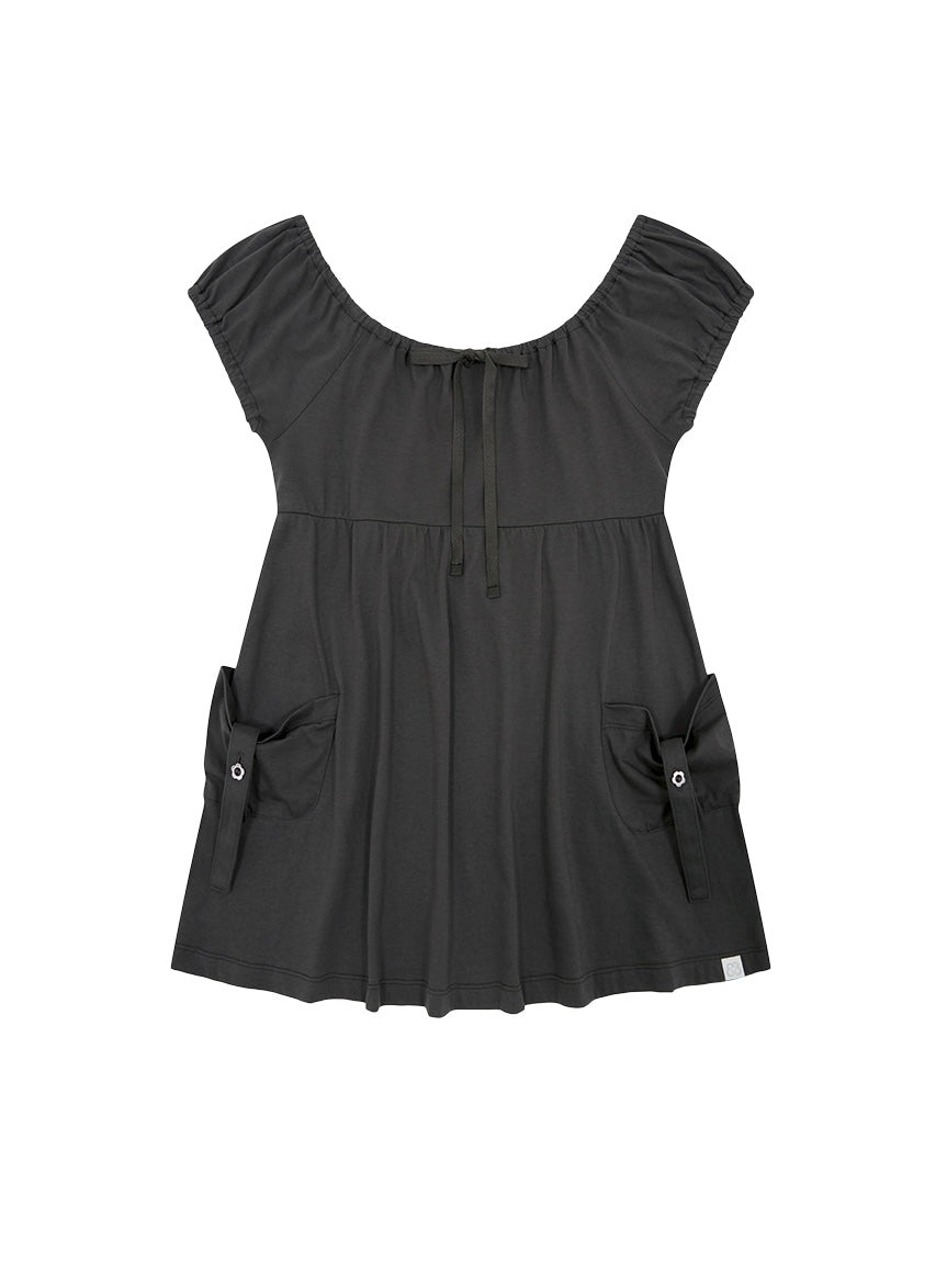 【TUOMIO】SHIRRED POCKET TOP