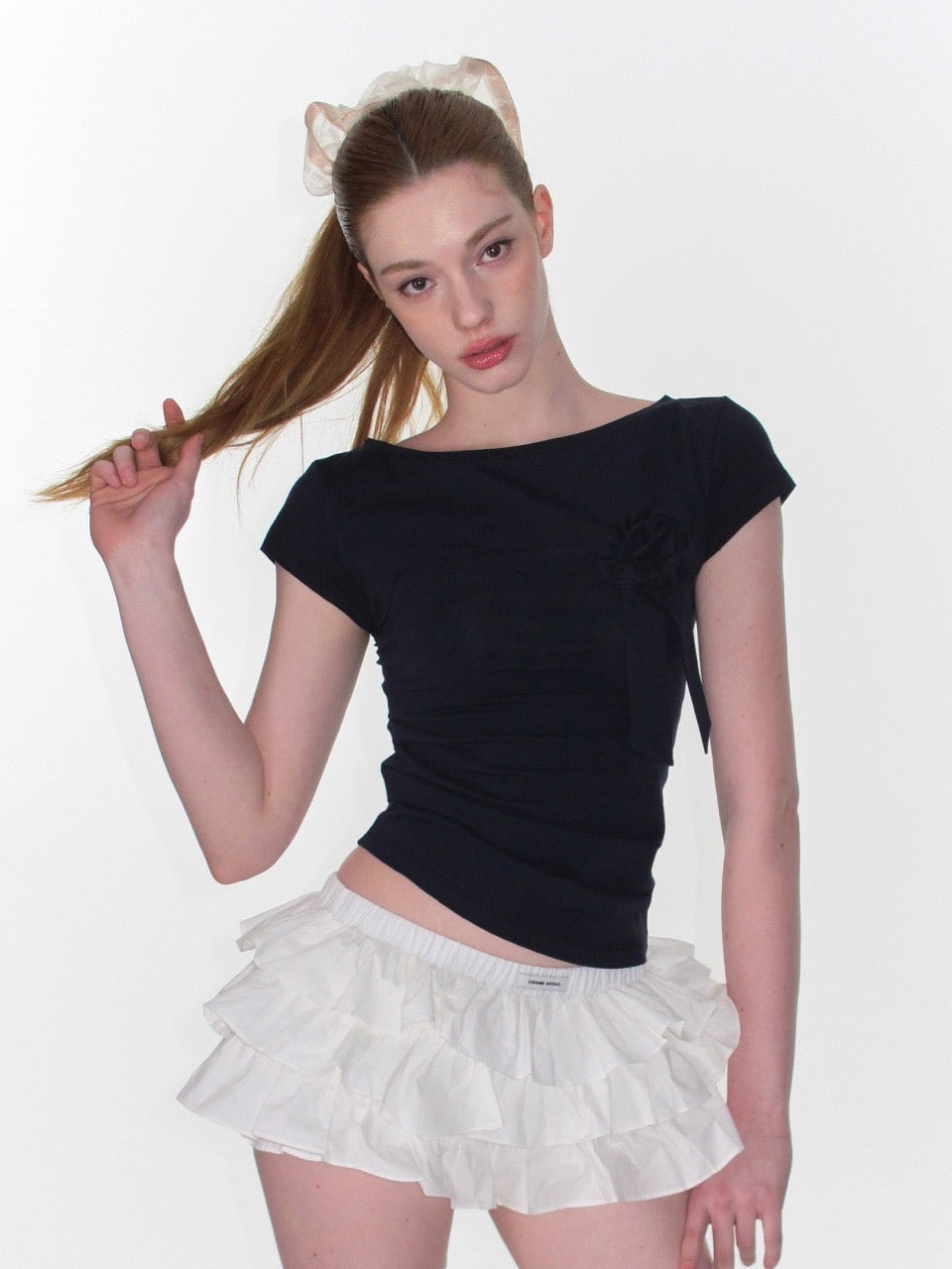 【CRANK】ROSETTE SHIRRING TOP