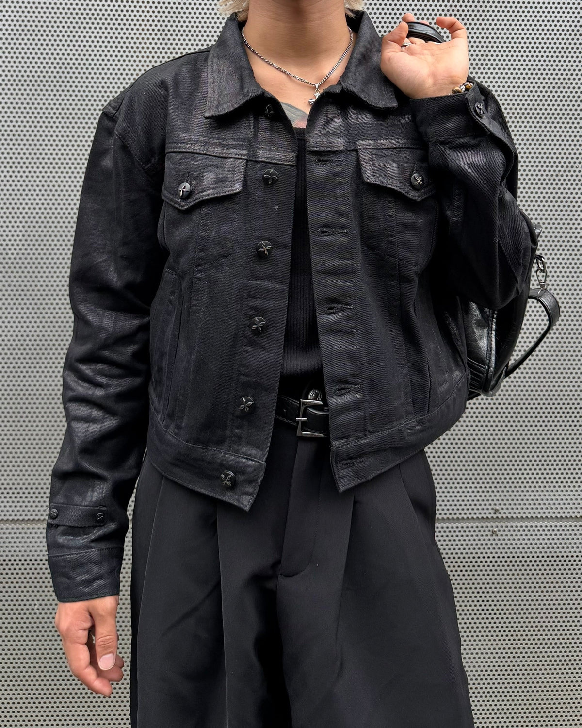 国際配送【RENOL】coating denim cropped jacket