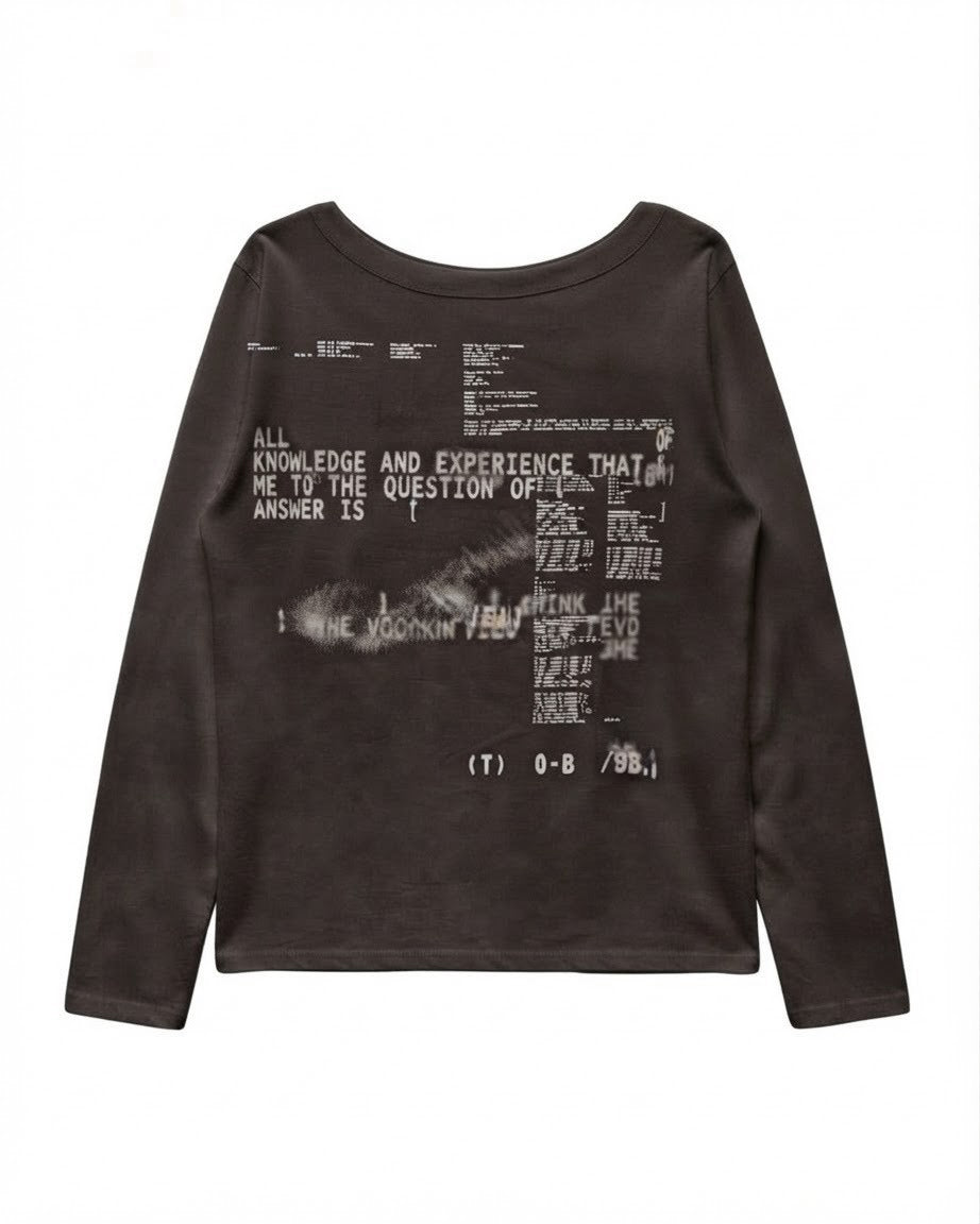 受注制【OaKS】grunge typeface off-shoulder tee (3color)