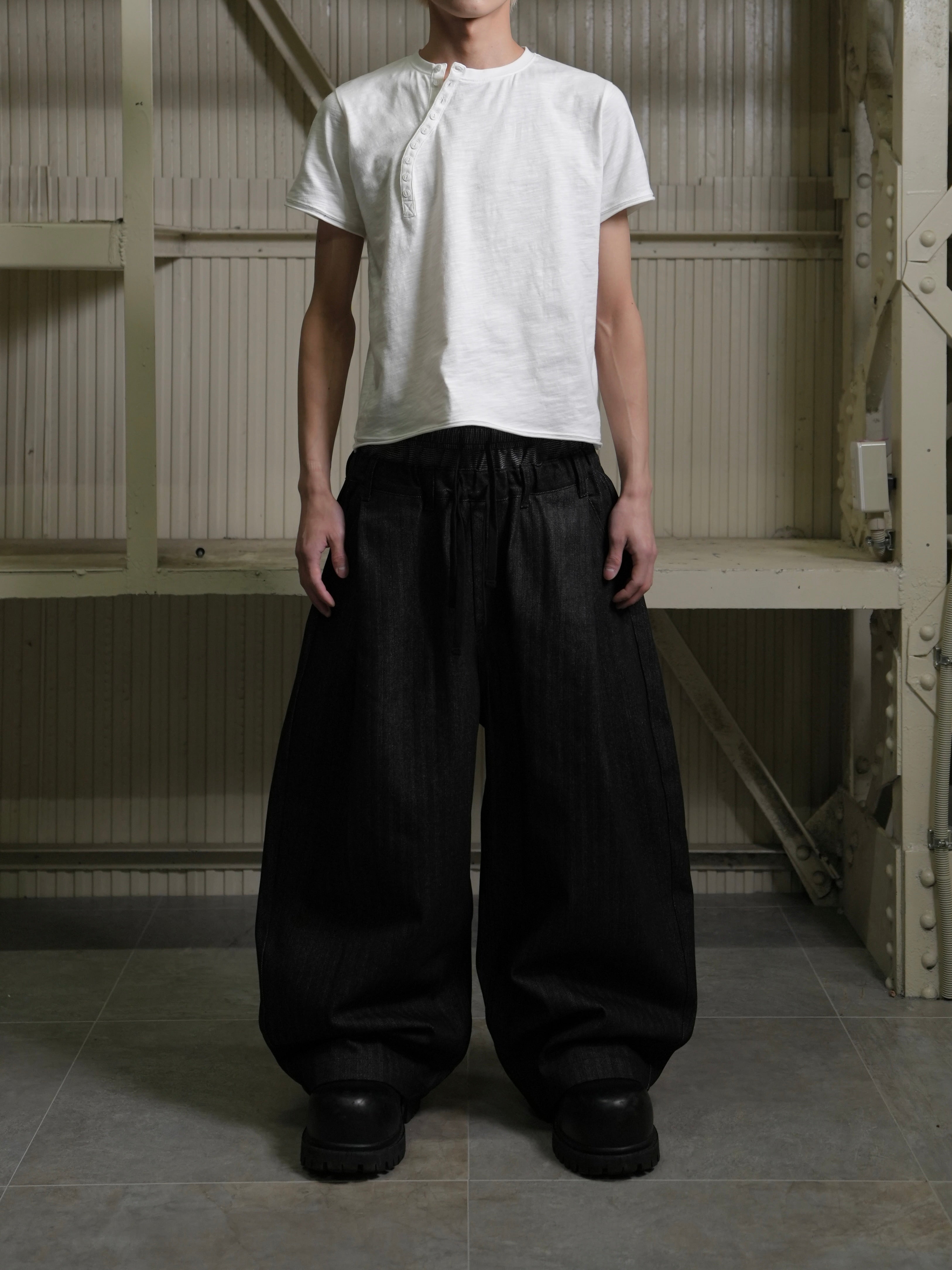 【Lee fi Ne】Herringbone Layered Baggy Jeans