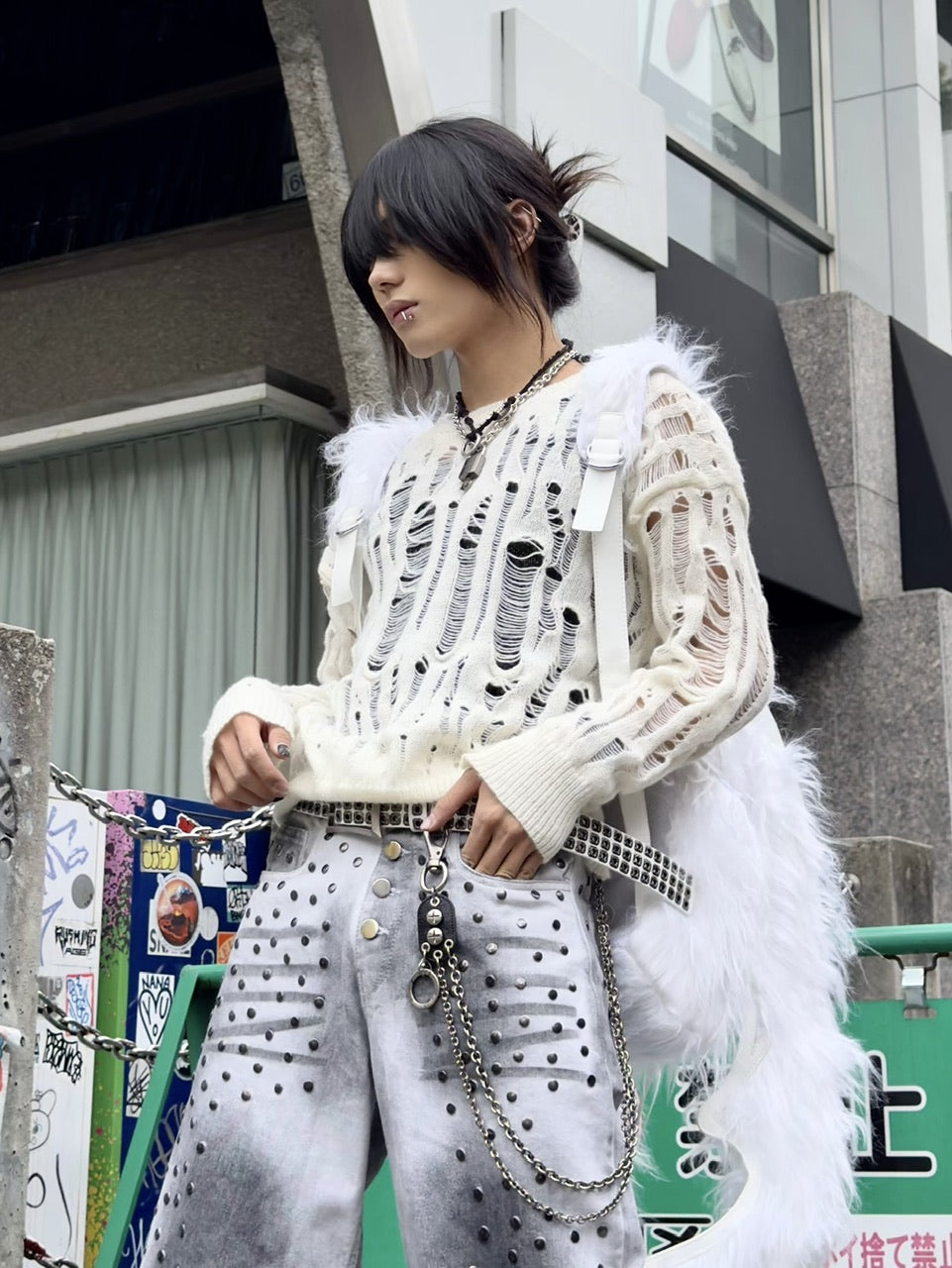 国際配送【Never mind the XU】Rivet eyelet biker belt