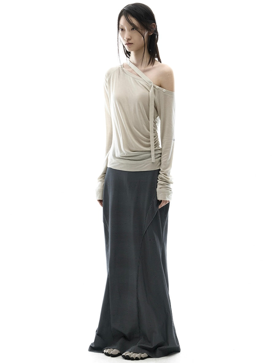 【OJOS】Side Panel Mermaid Maxi Skirt