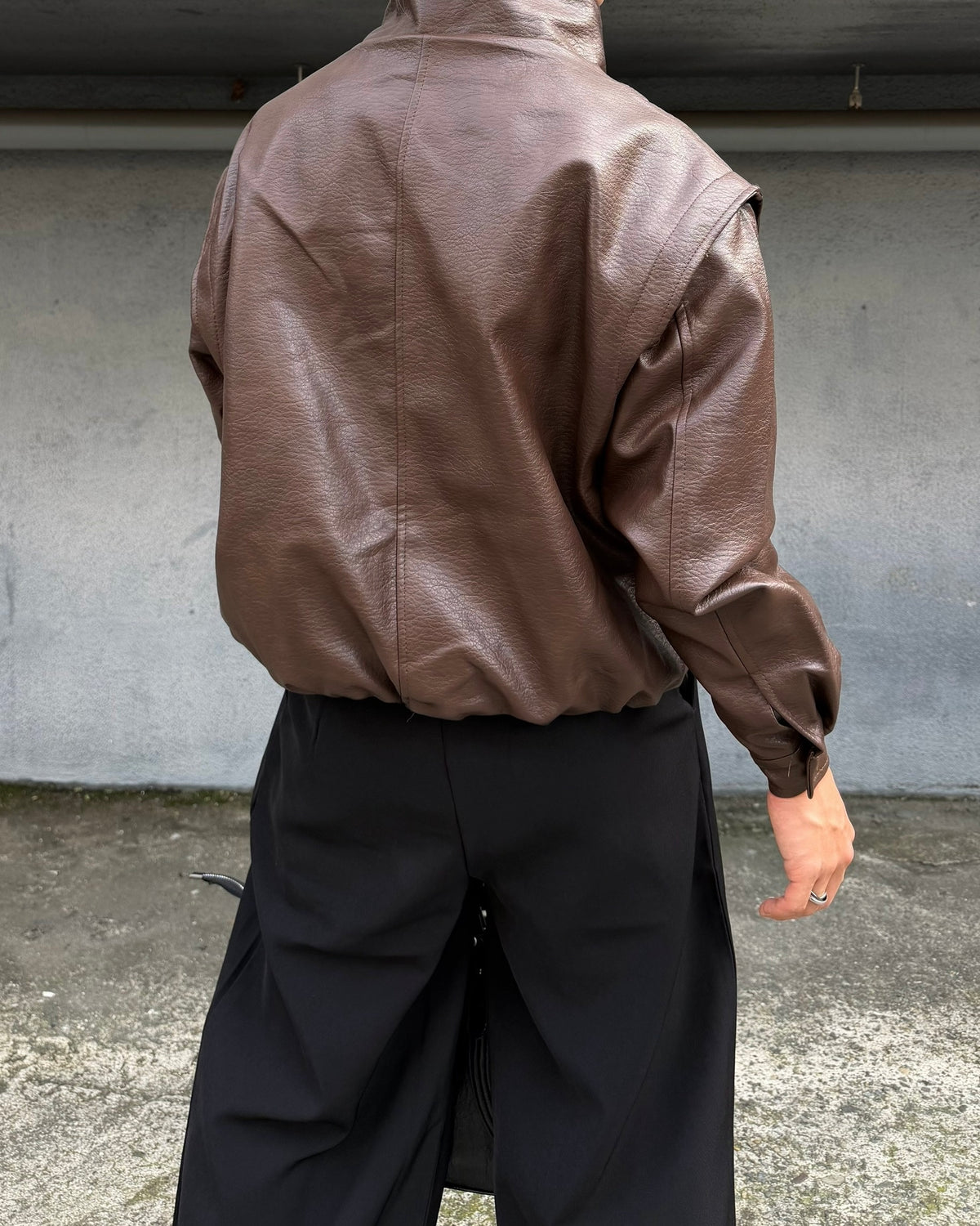 国際配送【RENOL】faux leather collared jacket