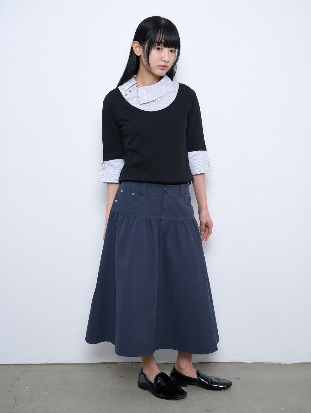【TUOMIO】ASYMMETRIC COLLAR TOP