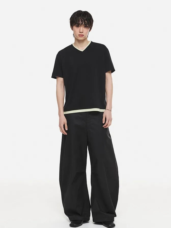 【DNSR】Layered V-Neck Half T-Shirt