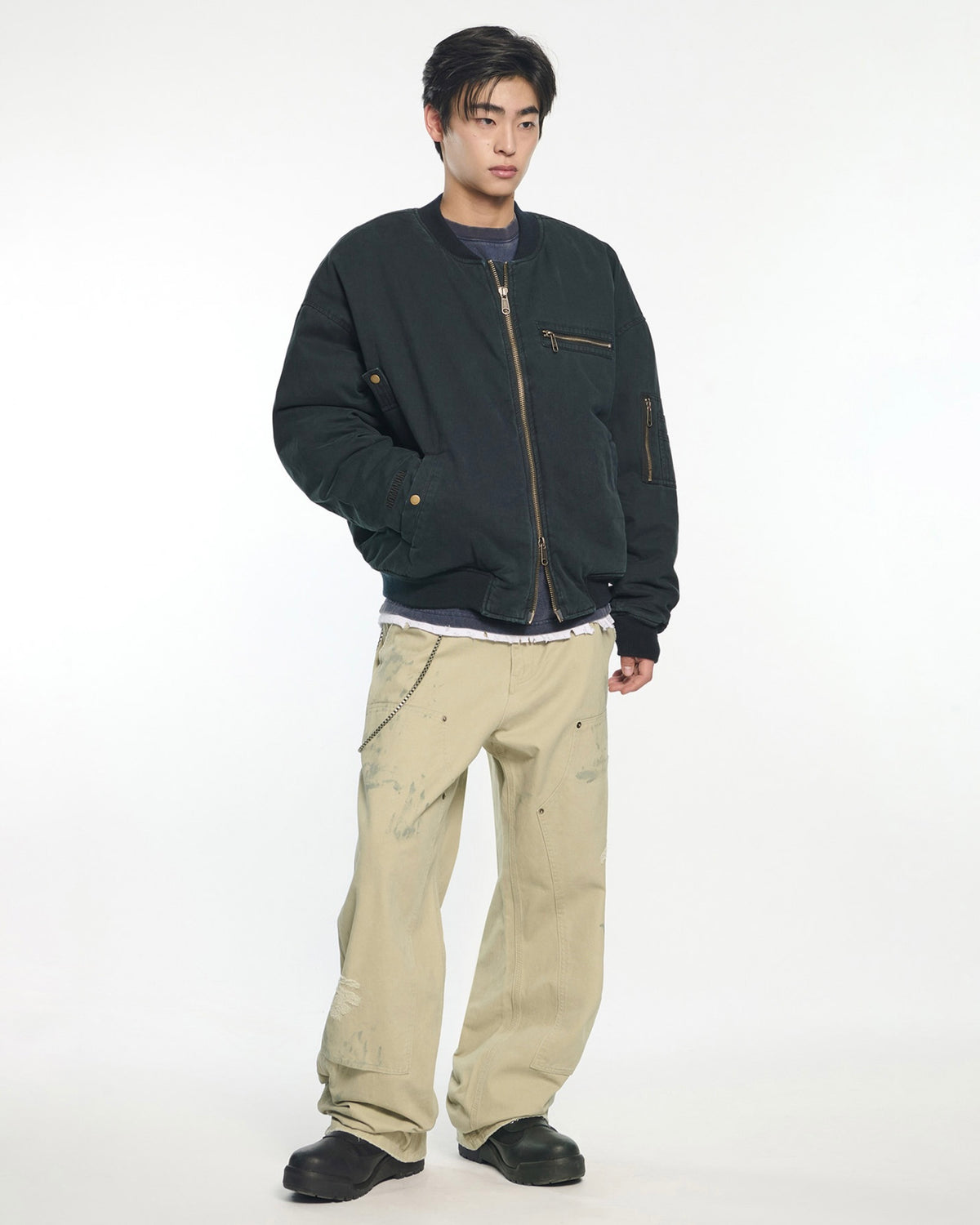 【NOMANUAL】WASHED VINTAGE MA-1 JACKET