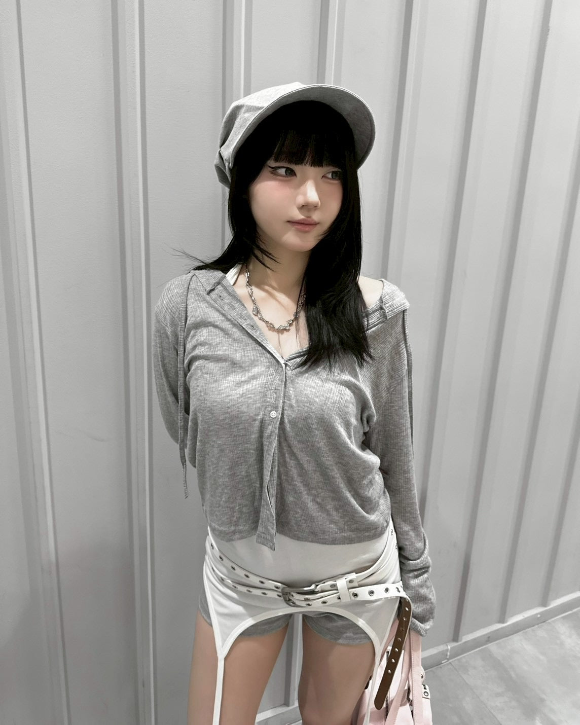 受注制【nmtc+】Sheer Button Hooded Cardigan (2color)