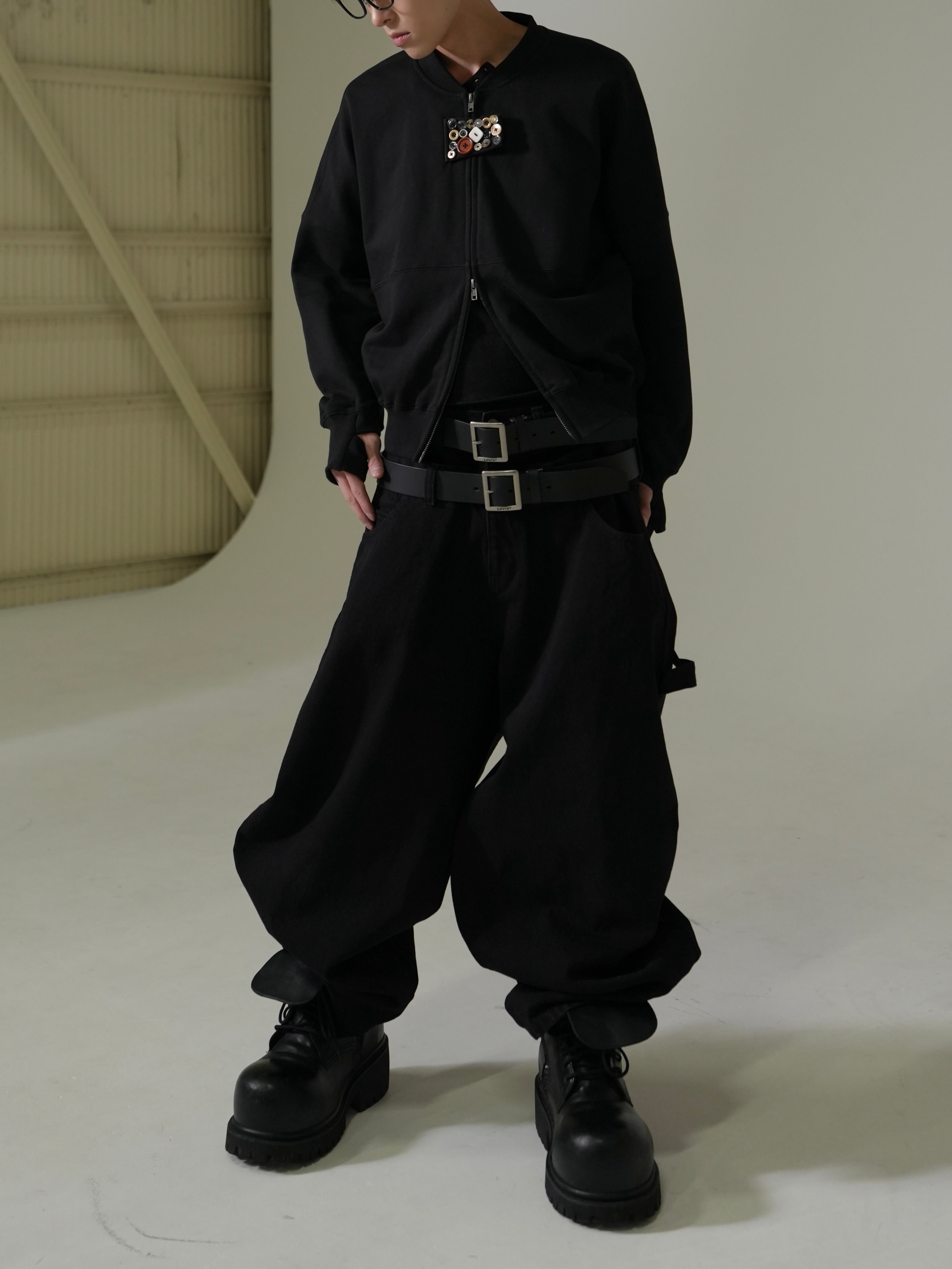【Lee fi Ne】Double Waist Baggy Jeans