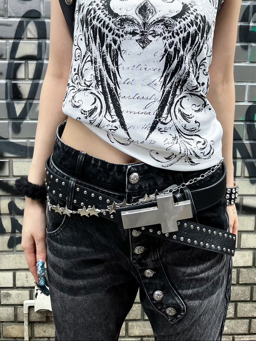 7/11 20:00発売　国際配送【BABY09】cross studs belt