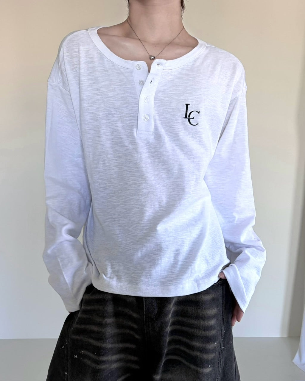 【LUV CODE】LC Button henley long sleeve tee (3color)