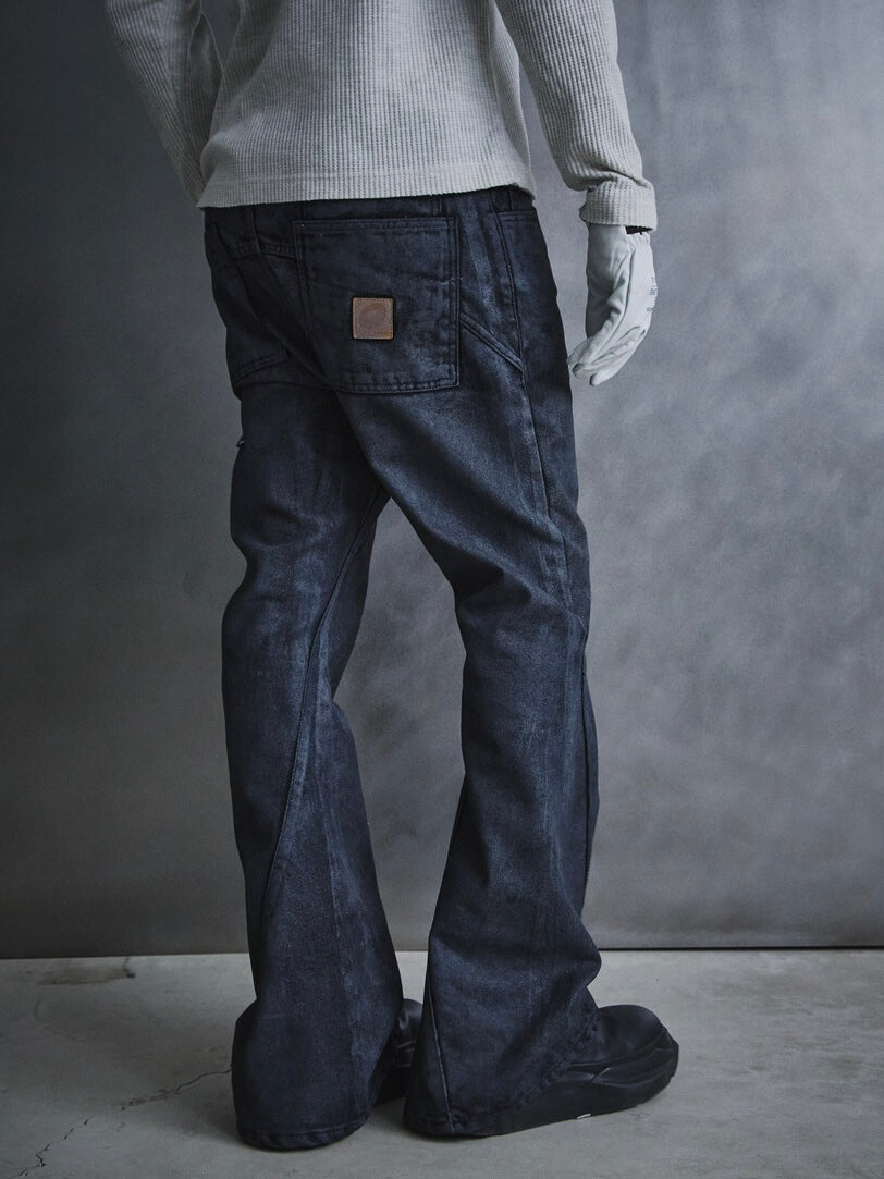 【BEBOF】Black Side Cut Flared Jeans