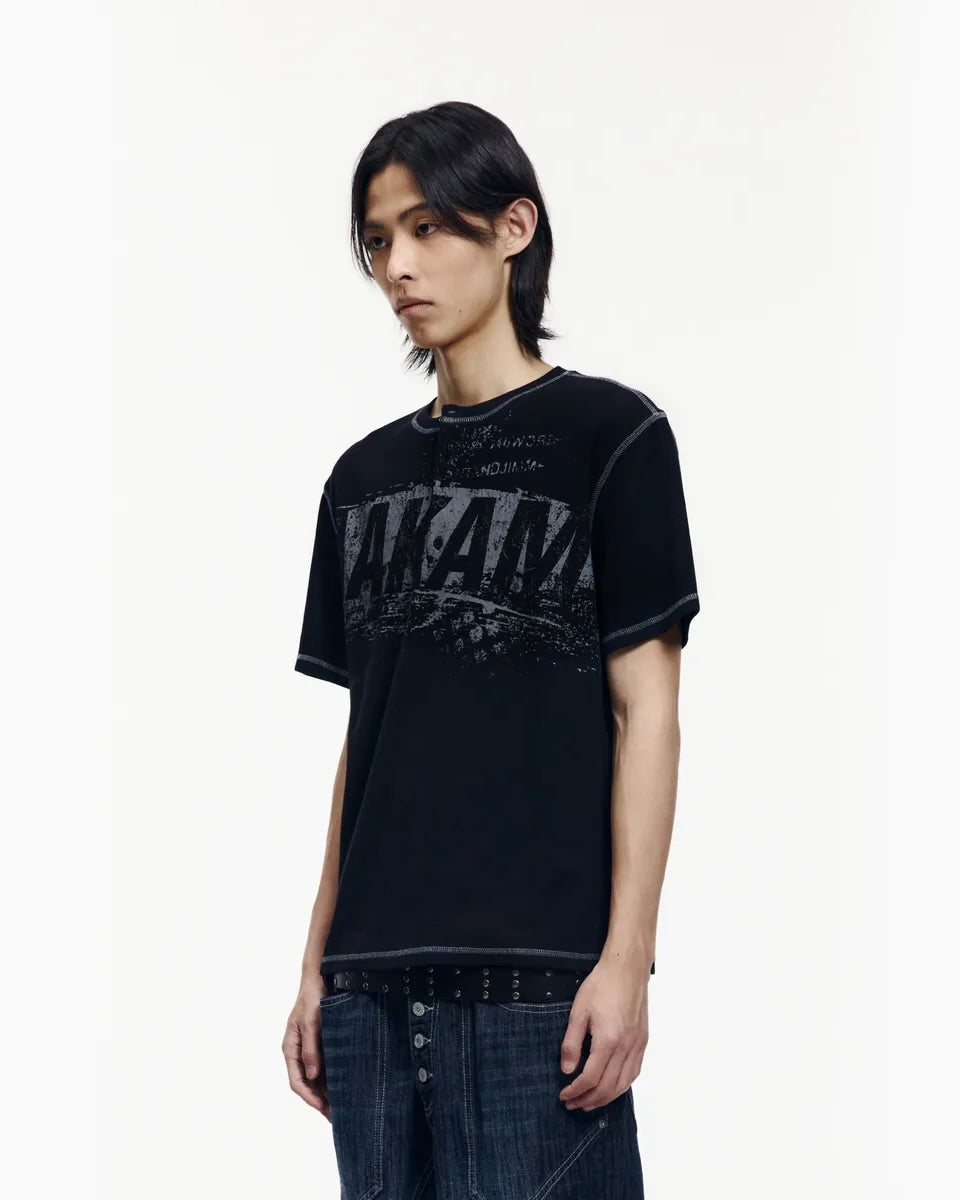 【AAKAM】Tread Henry Neck Half Top
