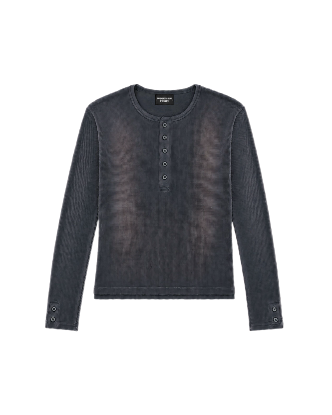 【CHIKASHITSU PLUS HIGH】Rust waffle layered henley neck tee(2color)