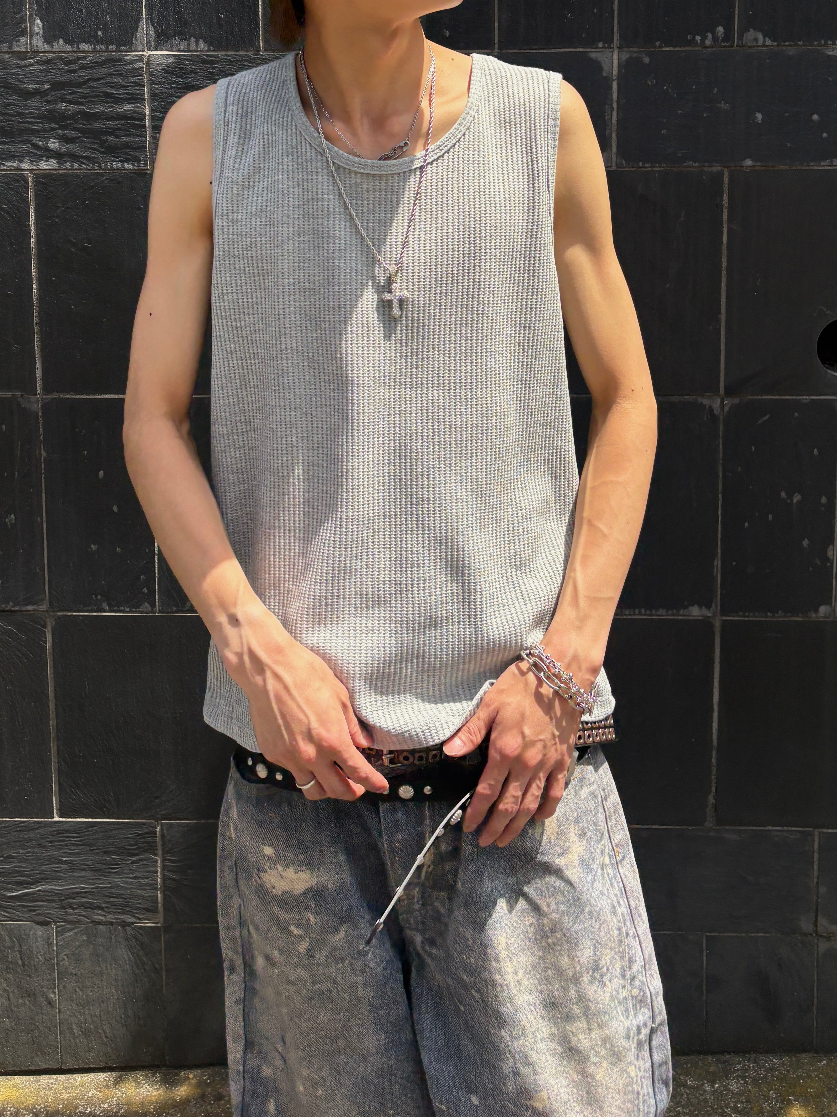 受注制【youll】Waffle tank top (3color)