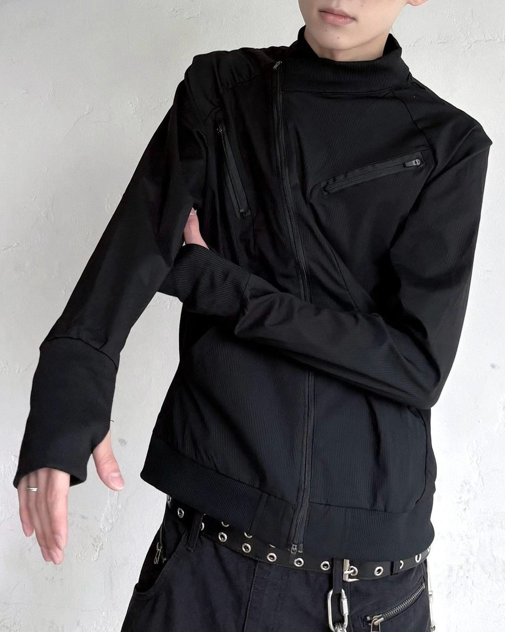 受注制【nmtc+】Asymmetric pocket zip-up Slim Jacket